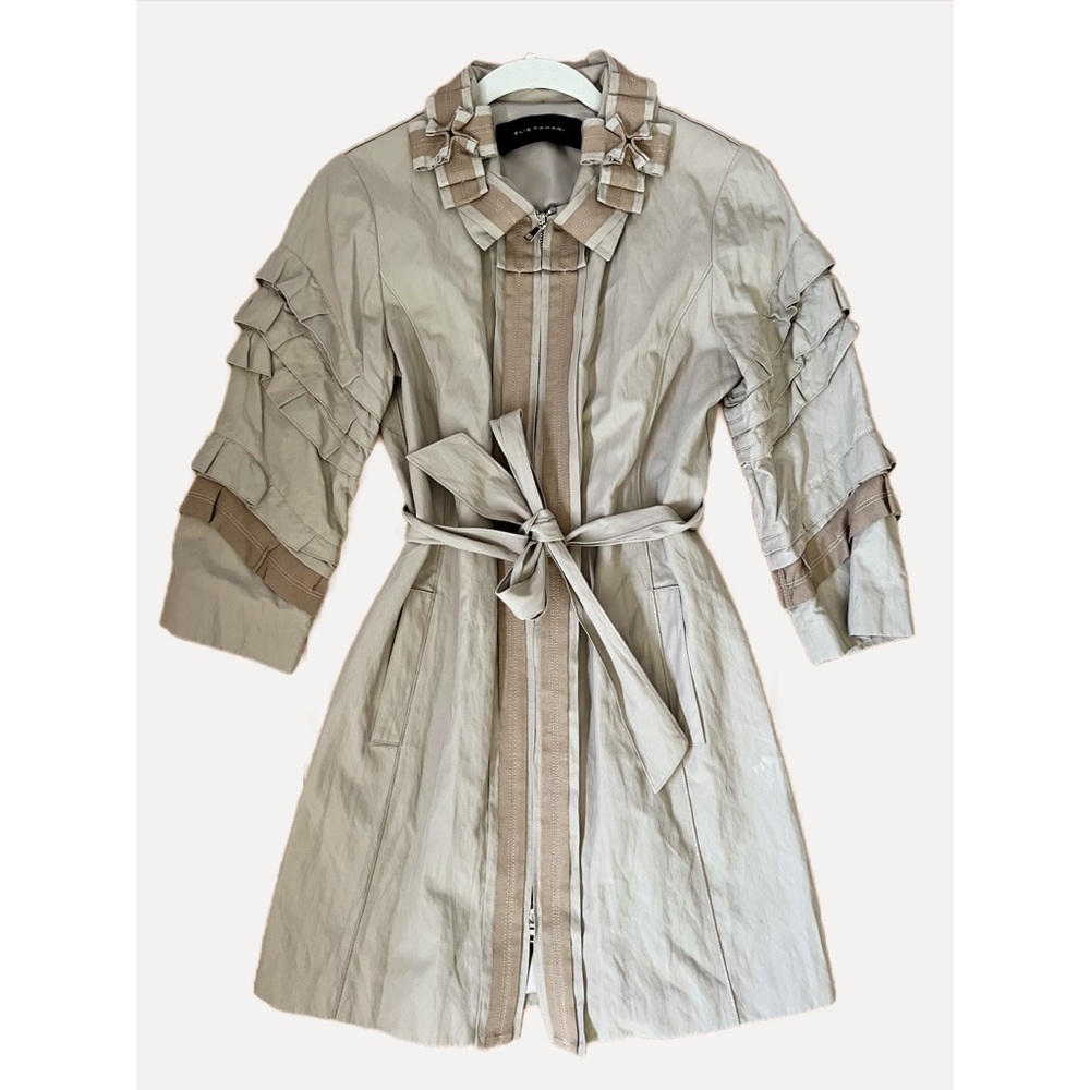 Elie Tahari Trench Coat w/ Ribbon detail
